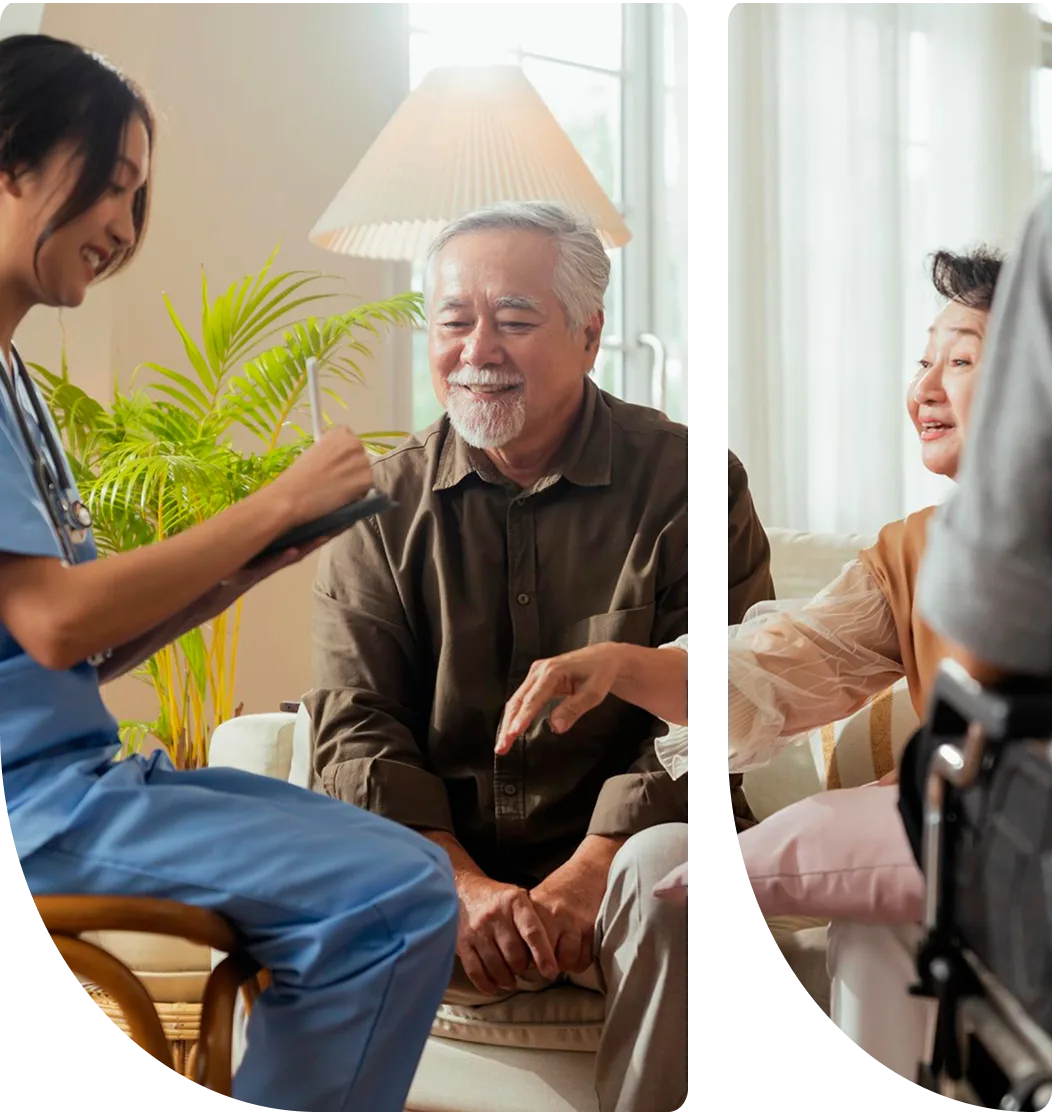 Oxford Medical caregiver supporting a senior patient at home